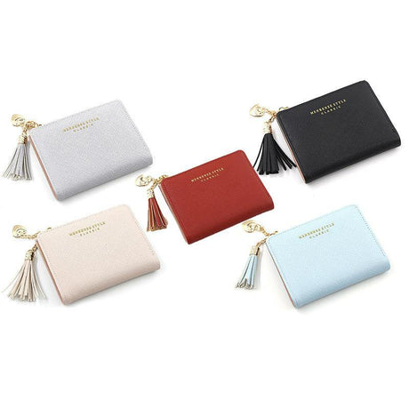 Women Wallet Short Small Coin Purse Ladies Folding Card Card Holder Leather Au - Red