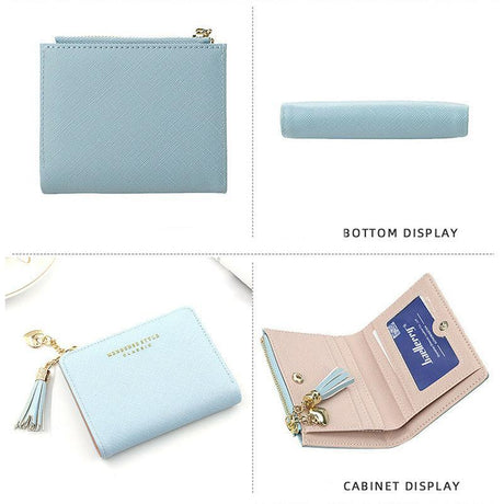 Women Wallet Short Small Coin Purse Ladies Folding Card Card Holder Leather Au - Red