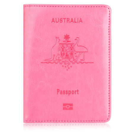 RFID Passport Holder Slim Leather Travel Wallet ID Card Cover Case for Men Women - Purple