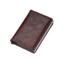 RFID Blocking Leather Card Wallet with Money Clip for Men Credit Holder - Dark Red