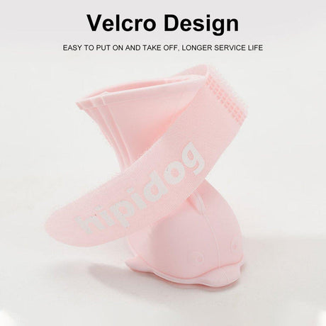 4pcs Cartoon Pet Rain Boots Waterproof Non-Slip Wear-Resistant Shoes for Dogs - Yellow - M