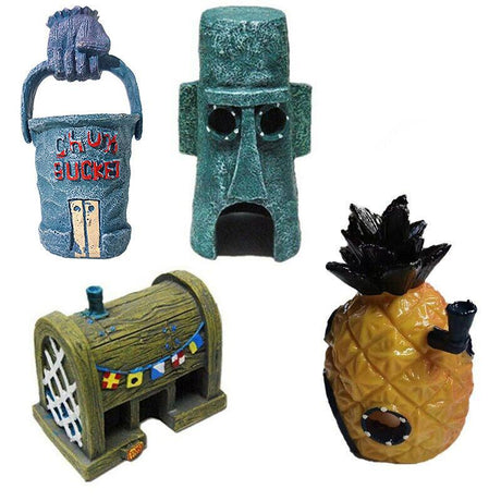 For Alien Spongebob Pineapple House Hole Fish Tank Decoration Aquarium Ornament - Plankton House