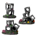Fish Tank Shrimp Shelter House Square Stone Cave Aquarium Breeding Hiding Decor - 3 Squares