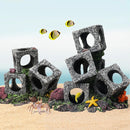 Fish Tank Shrimp Shelter House Square Stone Cave Aquarium Breeding Hiding Decor - 3 Squares