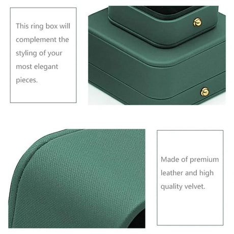 Dark Green Jewelry Box Ring Box Pair Compact Storage Box for Rings Accessories