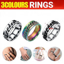 Spinner Rings Mens Womens Fidget Rotating Ring Silver Stainless Steel Size 10 - Silver