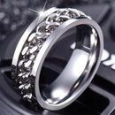 Spinner Rings Mens Womens Fidget Rotating Ring Silver Stainless Steel Size 10 - Silver