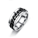 Spinner Rings Mens Womens Fidget Rotating Ring Silver Stainless Steel Size 10 - Silver