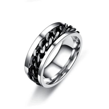 Spinner Rings Mens Womens Fidget Rotating Ring Silver Stainless Steel Size 10 - Silver