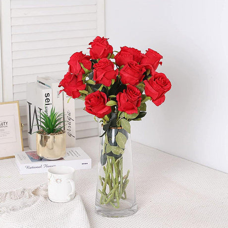 10pcs Artificial Silk Simulation Rose Flowers - Wedding Party Home Decorations - Gold