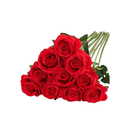 10pcs Artificial Silk Simulation Rose Flowers - Wedding Party Home Decorations - Gold