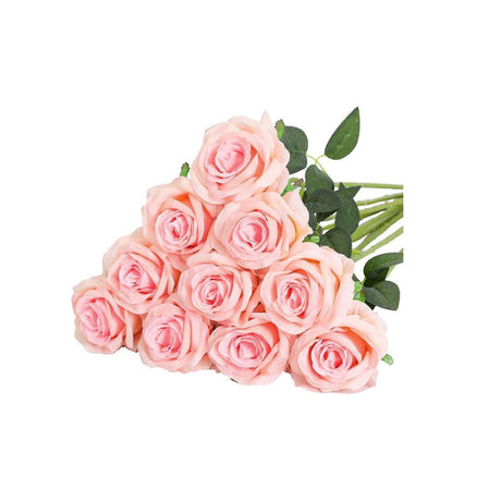 10pcs Artificial Silk Simulation Rose Flowers - Wedding Party Home Decorations - Gold