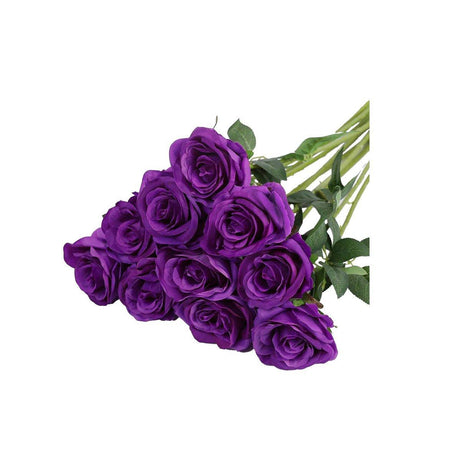 10pcs Artificial Silk Simulation Rose Flowers - Wedding Party Home Decorations - Gold