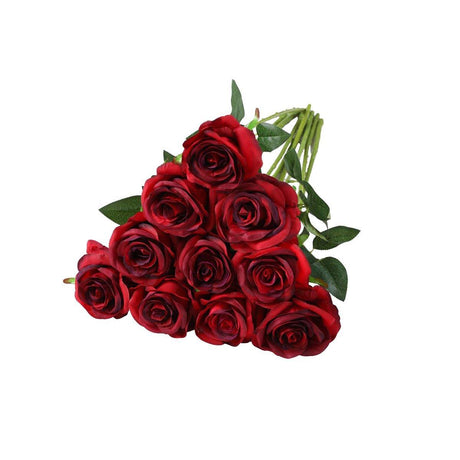 10pcs Artificial Silk Simulation Rose Flowers - Wedding Party Home Decorations - Gold