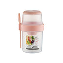 Double Plastic Salad Cup with Fork Sealed Breakfast Container for On-the-Go Meal - 560ml-Pink