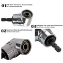 Socket Adapter Set Hex Shank to 1/4in 3/8in 1/2in Impact Driver Drill 3pcs - Black
