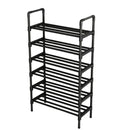 Shoe Rack Storage Cabinet 6 Tier Stackable Shelves Stand Black Organizer Home