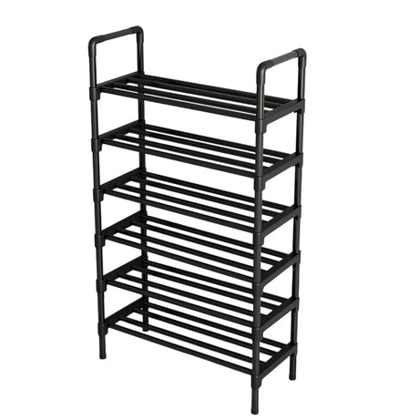 Shoe Rack Storage Cabinet 6 Tier Stackable Shelves Stand Black Organizer Home