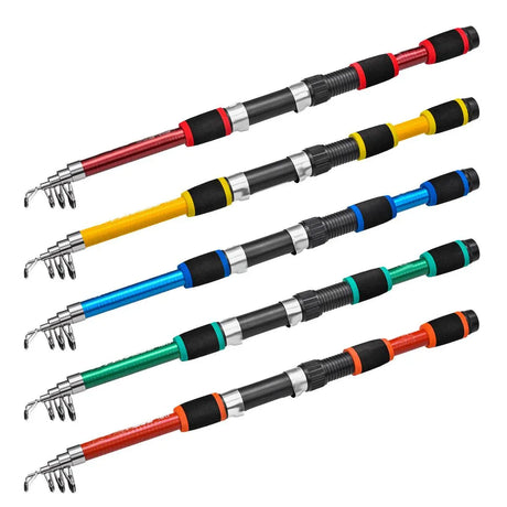 Telescopic Fishing Rod Lightweight Portable Sea Casting Rod Durable Glass Steel - Red