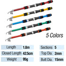 Telescopic Fishing Rod Lightweight Portable Sea Casting Rod Durable Glass Steel - Red