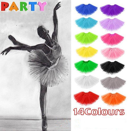 Womens Tulle Tutu Skirt Dressup Party Costume Ballet  Dance Wear - Grey