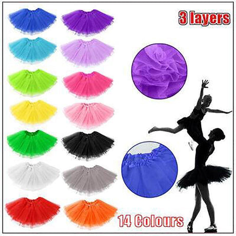 Womens Tulle Tutu Skirt Dressup Party Costume Ballet  Dance Wear - Grey