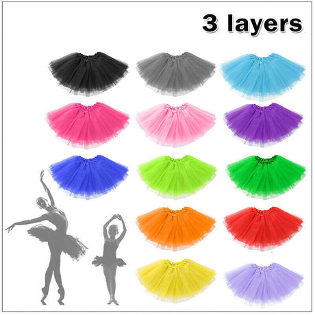 Girls Tutu Skirt Princess Dressup Party Costume Ballet Dancewear - Black