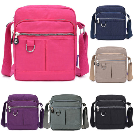 Ladies Shoulder Bag Nylon Fabric Lightweight Crossbody Small Casual Handbag - Apricot