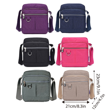 Ladies Shoulder Bag Nylon Fabric Lightweight Crossbody Small Casual Handbag - Grey