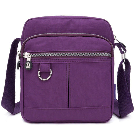 Ladies Shoulder Bag Nylon Fabric Lightweight Crossbody Small Casual Handbag - Purple