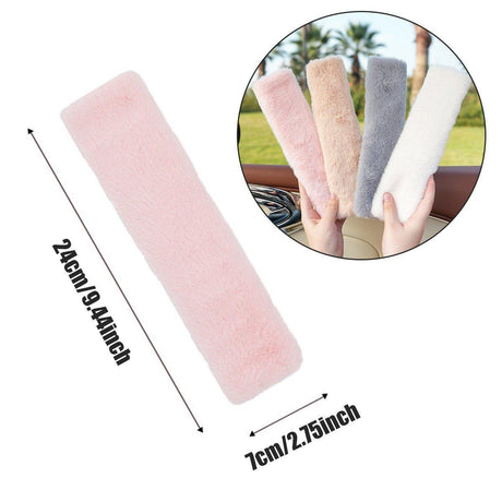 Winter Plush Shoulder Strap Cover Neck Cushion Pad for Comfortable Car Travel 2PCS - Grey