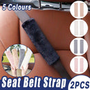 Winter Plush Shoulder Strap Cover Neck Cushion Pad for Comfortable Car Travel 2PCS - Milk Tea