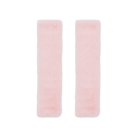 Winter Plush Shoulder Strap Cover Neck Cushion Pad for Comfortable Car Travel 2PCS - Milk Tea