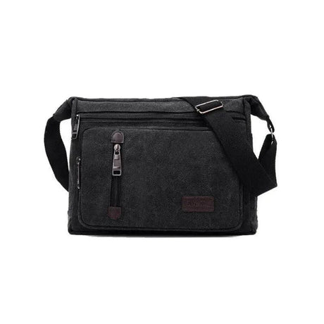 Retro Canvas Messenger Shoulder Bag for Men Travel Crossbody Satchel with Zippers - Coffee