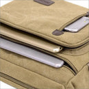 Retro Canvas Messenger Shoulder Bag for Men Travel Crossbody Satchel with Zippers - Khaki