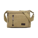 Retro Canvas Messenger Shoulder Bag for Men Travel Crossbody Satchel with Zippers - Khaki