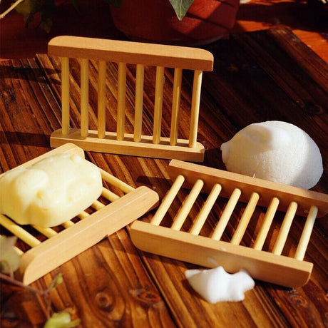 Natural Wooden Bamboo Soap Dish Tray Holder Storage Soap Rack Box