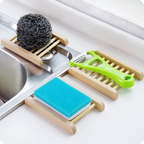 Natural Wooden Bamboo Soap Dish Tray Holder Storage Soap Rack Box