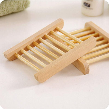 Natural Wooden Bamboo Soap Dish Tray Holder Storage Soap Rack Box