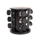 Stainless Steel 9-Hole Spice Jar Set with Round Rack Seasoning Container Durable
