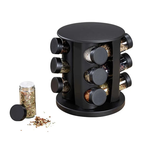 Stainless Steel 9-Hole Spice Jar Set with Round Rack Seasoning Container Durable