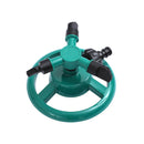 Small Disc Sprinkler 360 Degree Rotating Garden Sprayer Three Prong Spray Water - Green