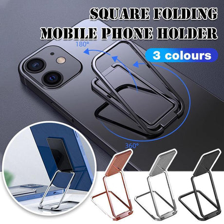 Portable Multifunctional Folding Metal Mobile Phone Holder Bracket Desktop Stand - Rose Gold
