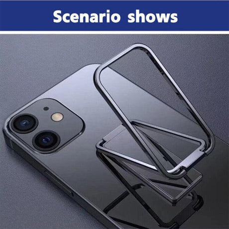 Portable Multifunctional Folding Metal Mobile Phone Holder Bracket Desktop Stand - Rose Gold