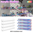 Acrylic Wall Shelves Set 4PCS Floating Display Storage Racks Clear for Home Use - Transparent