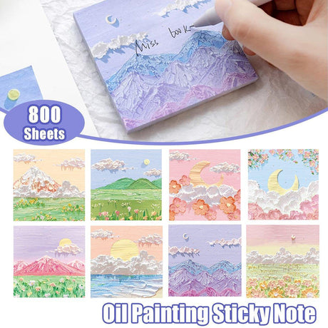 800 Sheets Colorful Oil Painting Sticky Notes Memo Pads Self-Adhesive Notes - 1#