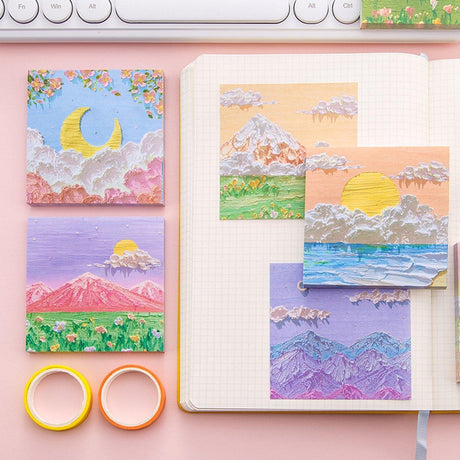 800 Sheets Colorful Oil Painting Sticky Notes Memo Pads Self-Adhesive Notes - 1#