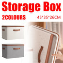 Large-Capacity Home Fabric Foldable Clothes Storage Basket with Lid for Pants - Cream