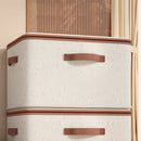 Large-Capacity Home Fabric Foldable Clothes Storage Basket with Lid for Pants - Grey