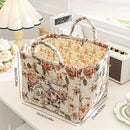 Portable Fabric Storage Basket Korean Pastoral Style Organizer for Home Sundries - Floral2